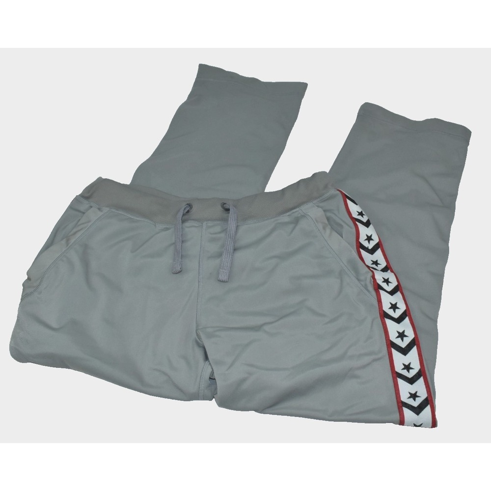 Converse Men Track Pants Size L Gray Straight Elastic Waist Drawstring